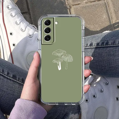 Miniatura 5 de Funda de hongos verde salvia para Samsung Galaxy S22, patrón minimalista estético de plantas, funda de TPU suave de moda para Galaxy S22 Diseño