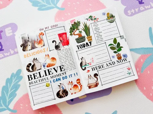 Miniatura 6 de WT Chonky Cat Washi - Juego de calcomanías de cinta Washi, 4 rollos, diseños originales, calcomanía decorativa de acuarela de lindo gato, calcomanía