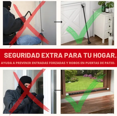 Miniatura 8 de SECURITYMAN Barra de Seguridad 2 en 1 para Puerta y Barra de Seguridad para Puerta Corrediza de Patio (Paquete de 2) con Tapas Intercambiables