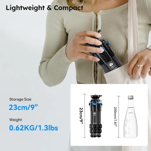 Miniatura 2 de Kit de Trípode de Mesa de Fibra de Carbono SIRUI con Ajuste de Cuenco ±15°, Ultraligero Compacto de Solo 0.62kg, Carga Máxima 5kg/11.02lb