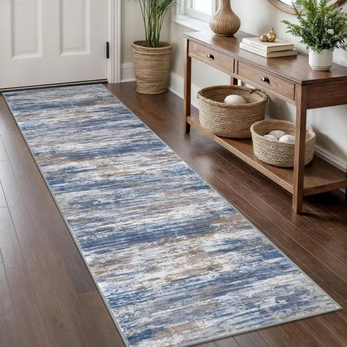 Miniatura 28 de KOZYFLY – Alfombra de pasillo moderna y lavable de diseño abstracto verde, 2 x 5 pies, antideslizante, suave y de pelo corto, ideal para cocina