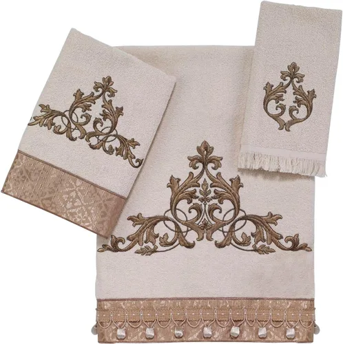 Miniatura 14 de Avanti Linens Medallón - Colección de puños trenzados suaves, toalla de mano, granito