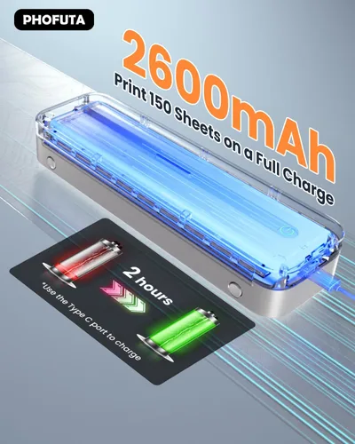 Miniatura 8 de Impresora portátil, impresoras inalámbricas para uso doméstico, oficina, escuela, impresora Bluetooth sin tinta compatible con letras