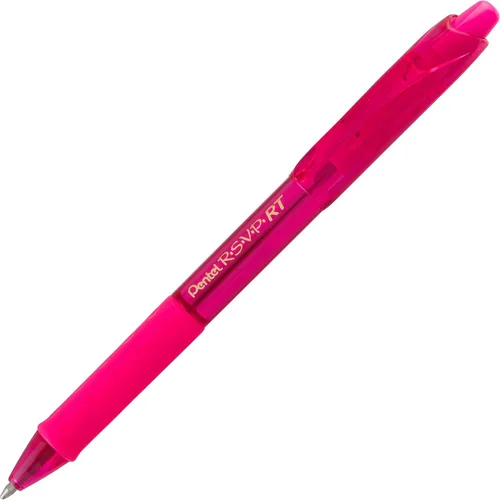 Miniatura 3 de Pentel RSVP RT Colors - Bolígrafo retráctil (1.0mm) trazo medio, color rosa, barril, tinta rosa, caja de 12 (BK93CRP-P)