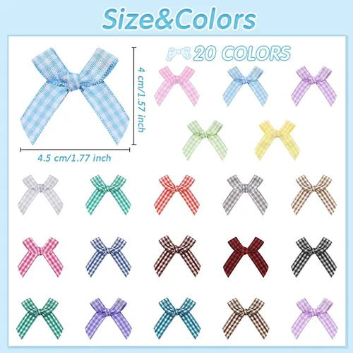 Miniatura 2 de Ysleen 300 mini lazos de cinta para manualidades, pequeños lazos de satén multicolor para coser el cabello, pinzas para ropa, caja de regalo