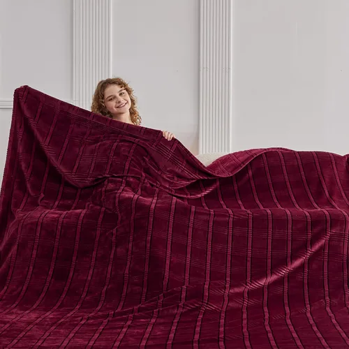 Miniatura 11 de Manta de vellón extragrande King de 120 x 120 pulgadas, manta de franela jacquard 3D sin costuras, suave y acogedora, 10'x10', extra grande