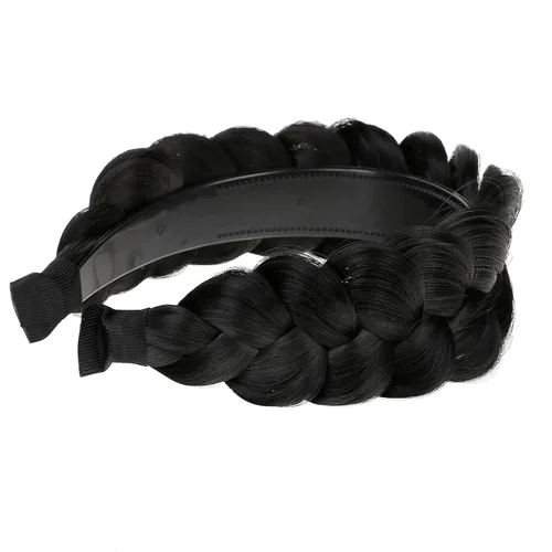 Miniatura 6 de Diadema trenzada de pelo sintético, aro de pelo clásico, grueso, ancho, trenzado, peluca de trenzas esponjosas, accesorio de belleza para mujeres