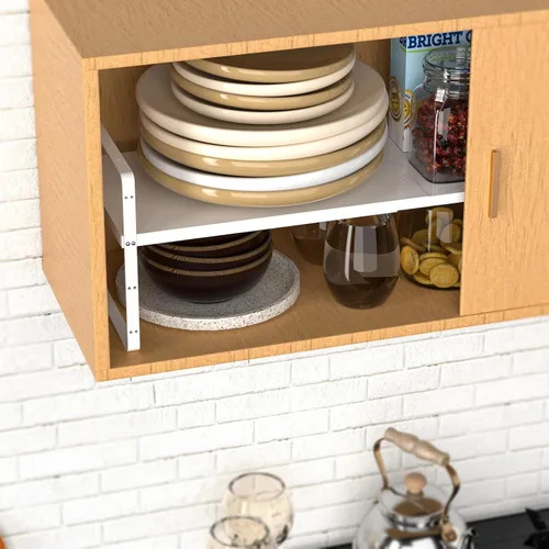 Miniatura 8 de SANNO Organizador de estantes de cocina expandibles, altura ajustable, gran apilable, armario de cocina, organizador de despensa y mostrador, Negro
