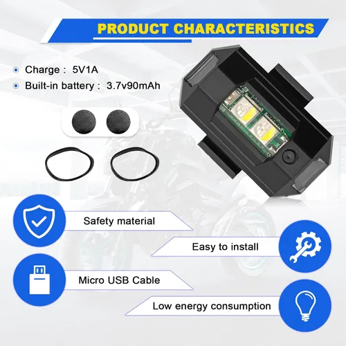 Miniatura 3 de 4 luces LED recargables de advertencia nocturna, luces estroboscópicas de 7 colores, luces anticolisión para dron, coche, motocicleta, barco