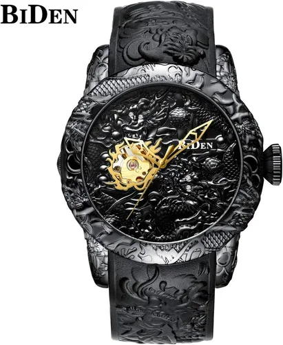 Miniatura 2 de Reloj automático para hombre, a la moda, grabado en 3D, impermeable, esfera grande, reloj deportivo, 50 mm