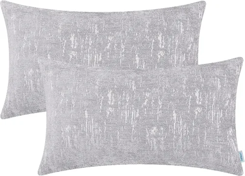 Miniatura 11 de CaliTime Juego de 2 fundas de cojín de felpilla súper suaves teñidas de mármol jacquard para sofá, decoración de casa rural, 18 x 18 pulgadas