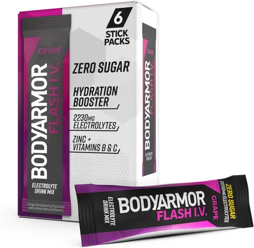 Miniatura 19 de BODYARMOR Flash IV - Paquetes de electrolitos, fresa y kiwi, mezcla de bebida sin azúcar, paquetes de una sola porción, agua de coco en polvo