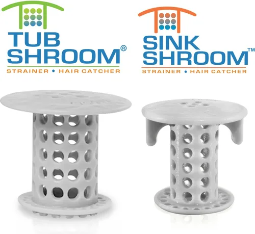 Miniatura 2 de TubShroom y SinkShroom - Protectores de drenaje y atrapapelos para bañeras y fregaderos, gris