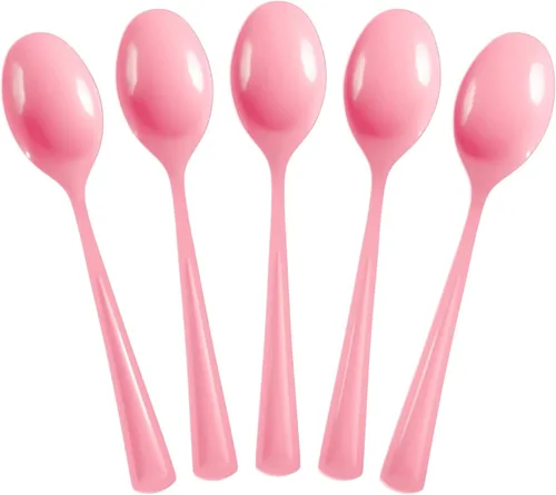 Miniatura 18 de Exquisite Cucharas de plástico moradas, 50 piezas, cucharas moradas, utensilios desechables, juego de cubiertos de plástico resistente