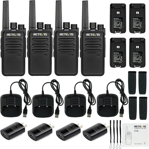 Miniatura 6 de Retevis Walkie Talkies RT68 para adultos, radios de 2 vías de largo alcance, manos libres, batería de 1200 mAh, walkie talkie portátil recargable