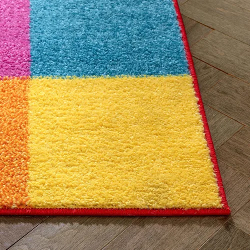 Miniatura 6 de Felpudo pequeño de Well Woven para habitación infantil, cocina. Suave y duradero de estilo moderno, diseño Daisy Flowers, con detalles en azul.