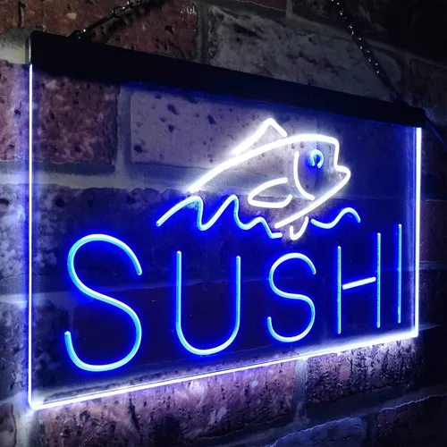 Miniatura 33 de ADVPRO Sushi Fish Sashimi Restaurant - Letrero de neón LED de doble color, azul y rojo, 12 x 8.5 pulgadas, st6s32-i3334-br
