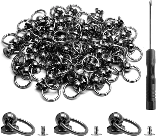 Kyuionty 60 remaches de cabeza redonda atornillados con anillo de tracción, 0.315 pulgadas (0.315 in) de cuero para manualidades, remaches de