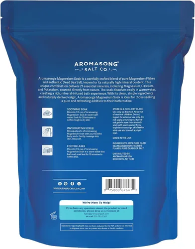 Miniatura 8 de Aromasong Copos de magnesio, 15 libras, baño del mar muerto y remojo de pies, alternativa superior a la sal de Epsom con 27,360 mg de magnesio por