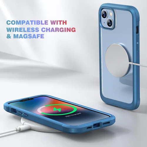Miniatura 4 de Diaclara - Funda diseñada para iPhone 14, carcasa resistente de cuerpo completo con protector de pantalla integrado sensible al tacto, antiarañazos