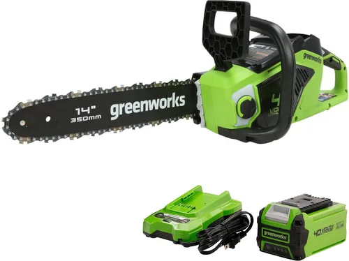 Miniatura 11 de Greenworks - Motosierra inalámbrica de 40 V y 14 pulgadas, eléctrica sin cable (Excelente para limpieza después de tormentas, poda y acampar), solo