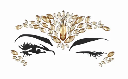 Topz - Joyas de cara dorada para maquillaje de Halloween, festivales, boda, cara, gemas temporales, tatuajes de sirena, carnaval, cara, calcomanías