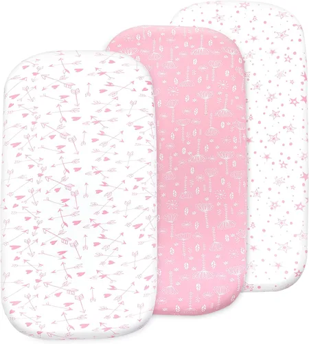 Miniatura 21 de Organic Cotton Bassinet Sheets, 3-Pack Fitted Bassinet Mattress Sheets for Baby Boys & Girls Compatible with Halo BassiNest, Graco, Baby Delight &