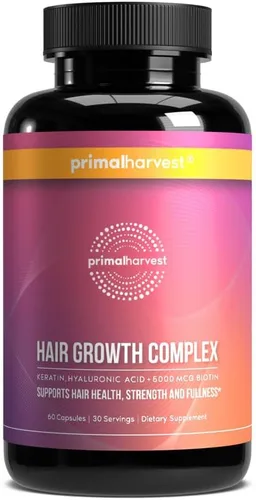 Primal Harvest Vitaminas para el crecimiento del cabello, crecimiento del cabello para mujeres y hombres, 60 píldoras de crecimiento del cabello,