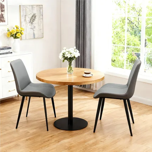 Miniatura 13 de Juego de 2 sillas de comedor modernas, sillas de comedor de cuero PU, sillas de cocina tapizadas con respaldo ergonómico y patas de metal