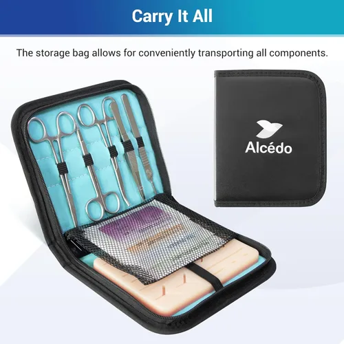Miniatura 8 de Alcedo Kit de práctica de sutura para estudiantes de medicina, el juego completo incluye almohadilla de sutura regular duradera con heridas