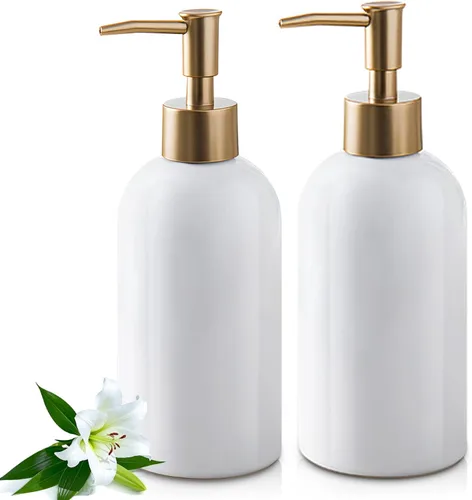 Miniatura 9 de Dispensador de jabón para platos recargable dorado para fregadero de cocina, botella dispensadora de jabón de manos para fregadero de encimera