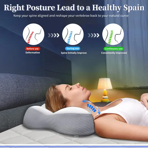 Miniatura 7 de Almohada cervical para cuello y hombro, almohada ergonómica para dormir lateral para soporte del cuello, almohadas de espuma viscoelástica