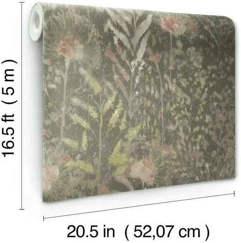 Miniatura 6 de RoomMates RMK11742WP - Papel tapiz para despegar y pegar con diente de león gris pardo y rosa, rollo