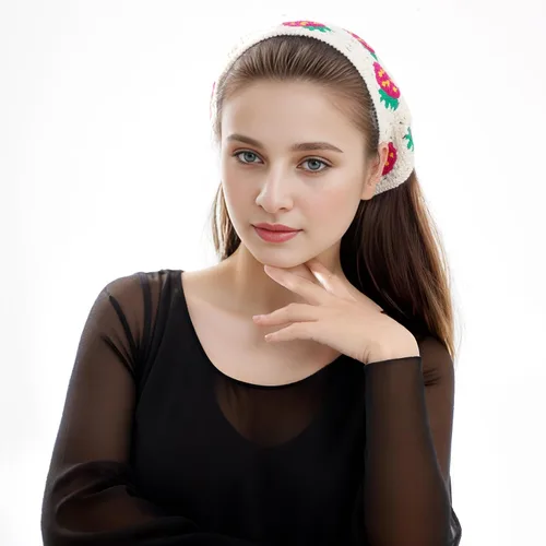 Miniatura 7 de hoyuwak 2 bandanas de ganchillo para el cabello, diademas para la cabeza para mujeres y niñas, accesorios para el cabello de fresa floral