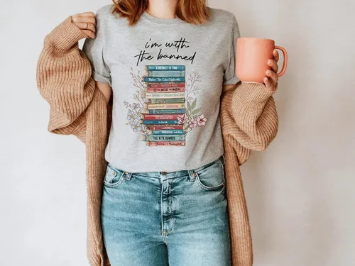 Miniatura 5 de I'm with The Banned Shirt - Camiseta de nerd de lectura con texto en inglés I'm with The Banned, Real