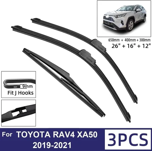 Miniatura 2 de Limpiaparabrisas de automóvil compatible con Toyota RAV4 XA50 2019-2021, limpiaparabrisas delantero y trasero de goma suave, limpiaparabrisas de 26