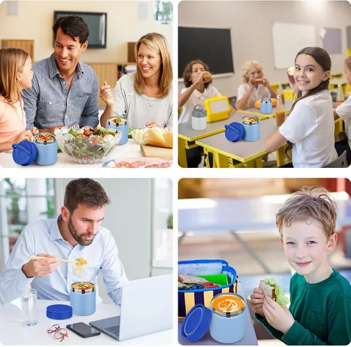 Miniatura 6 de HWONMTE Termo de sopa de 10.5 onzas para comida caliente, para niños y adultos, tarro de alimentos aislado con asa ancho de boca, recipientes de Azul