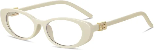 Oval Blue Light Blocking Glasses for Women Retro 90s Glasses Computer TV Eyeglasses Anti Eyestrain