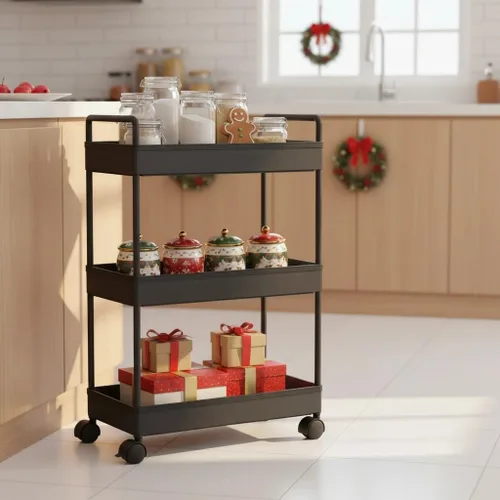 Miniatura 8 de Ronlap Carrito de Almacenamiento Rodante Delgado de 3 Niveles con Ruedas, Carrito Utilitario de Plástico Organizador para Aperitivos, Manualidades