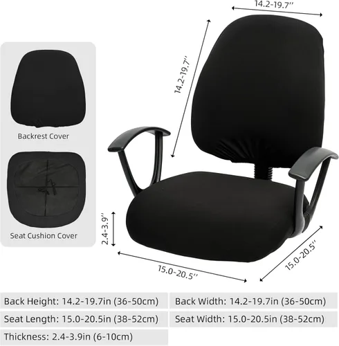 Miniatura 4 de Fundas elásticas para asiento de silla de oficina de escritorio - Funda universal de spandex para silla de computadora - Fundas removibles lavables