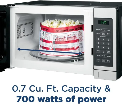 Miniatura 3 de GE Horno microondas para encimera, compacto de 0.7 pies cúbicos, capacidad de 700 vatios, 6 ajustes de cocción automática, tecnología de bloqueo