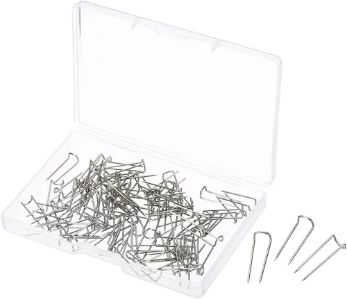 PATIKIL U-Pins, paquete de 100 pasadores de horquilla de acero para costura de tela, color plateado