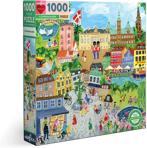 eeBoo Rompecabezas de 1000 piezas, rompecabezas de Copenhague para adultos, cuadrado de 23 x 23 pulgadas, fabricado con tablero reciclado y tinta a