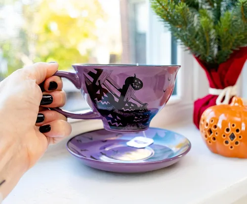 Miniatura 7 de Disney The Nightmare Before Christmas Spiral Hill - Taza de té y platillo de cerámica Juego de fiesta de té para café, expreso, moca