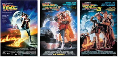 Back To The Future I, II y III - Juego de 3 pósteres de película (estilos regulares) (tamaño 24 x 36 pulgadas cada uno) (carteles sin marco)