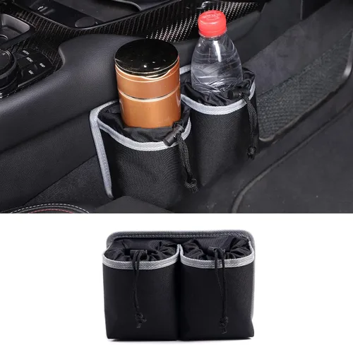 Daeiclru Bolsa de almacenamiento para taza de agua de automóvil apta para Toy@ta Supra GR A90 A91 MK5 2019-2022, bolsa de almacenamiento lateral del