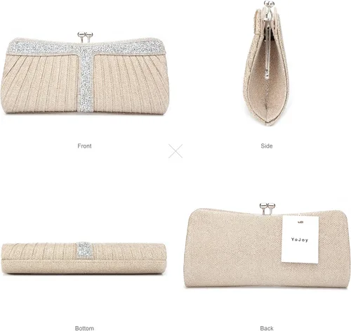 Miniatura 12 de Monederos de mano con diamantes de imitación para mujer, bolsos y bolsos formales de boda, fiesta, graduación, bolsas de dinero