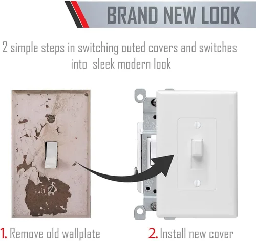 Miniatura 5 de TayMac 5070W MASQUE 2000 - Placa de pared para interruptor de palanca decorativa de tamaño mediano de 1 banda con cubierta de palanca, cubierta