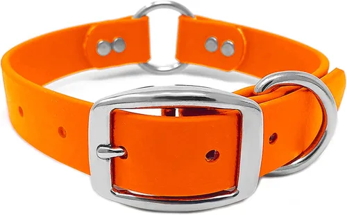 Collar impermeable para perro con anillo central resistente | Collar para perros pequeños, medianos, grandes o XL, Anaranjado