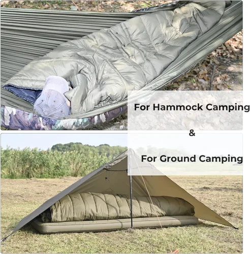 Miniatura 7 de Onewind Colcha Superior para Hamaca con Caja para Pies, Edredón Ligero y Portátil para Dormir, Saco de Dormir para Camping para Mochilero y De Verde